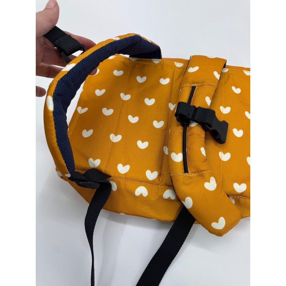 Tula Kids Backpack With Heart Print - Mustard Yellow & White - Dual Buckle Close - Picture 9 of 14